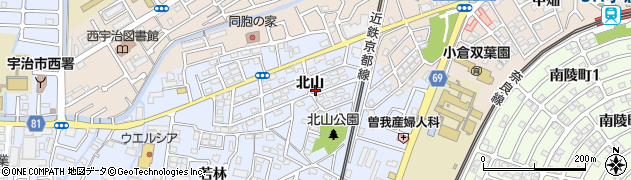京都府宇治市伊勢田町北山周辺の地図