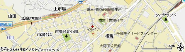 愛知県新城市野田（上市場）周辺の地図