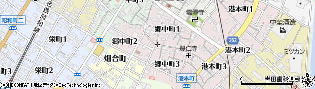 愛知県半田市郷中町周辺の地図