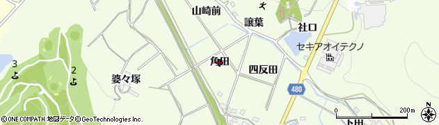 愛知県幸田町（額田郡）久保田（角田）周辺の地図