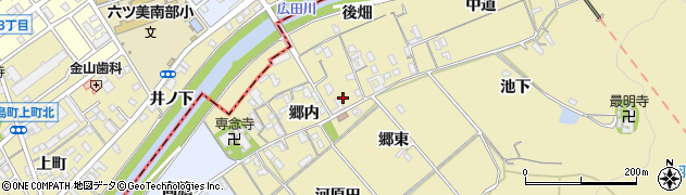 愛知県西尾市上羽角町郷内45周辺の地図
