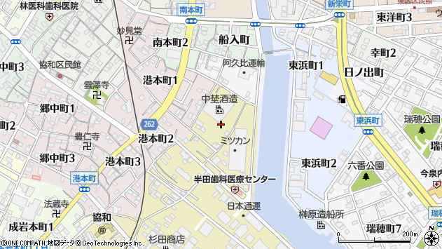 〒475-0823 愛知県半田市港町の地図