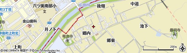 愛知県西尾市上羽角町郷内44周辺の地図