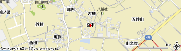愛知県西尾市西浅井町（宮下）周辺の地図