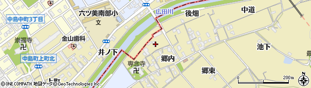 愛知県西尾市上羽角町郷内13周辺の地図