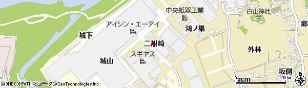 愛知県西尾市西浅井町（二川崎）周辺の地図