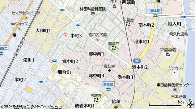 〒475-0842 愛知県半田市郷中町の地図