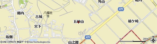 愛知県西尾市東浅井町（五砂山）周辺の地図