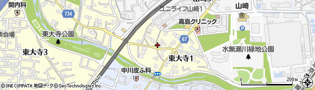 島本東大寺郵便局周辺の地図