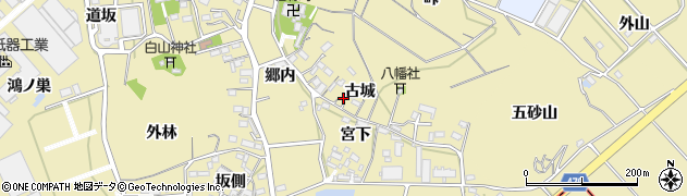 愛知県西尾市西浅井町古城25周辺の地図