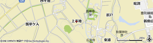 愛知県岡崎市桑谷町（上平地）周辺の地図