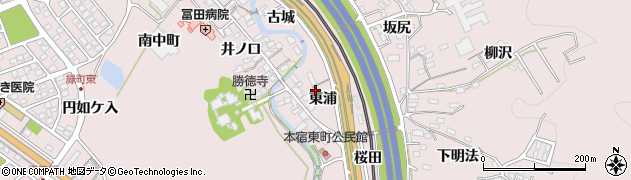 愛知県岡崎市本宿町（東浦）周辺の地図