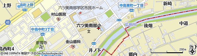 愛知県岡崎市中島町（下井ノ上）周辺の地図