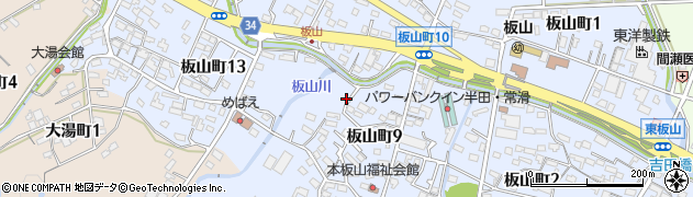 愛知県半田市板山町周辺の地図