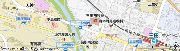 三田市役所地域振興部　まちの再生課・まちの再生係周辺の地図