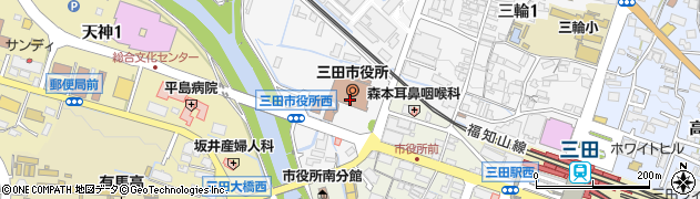 三田市役所　市民生活部まちづくり協働センター国際交流担当周辺の地図