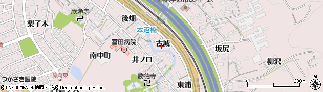 愛知県岡崎市本宿町（古城）周辺の地図
