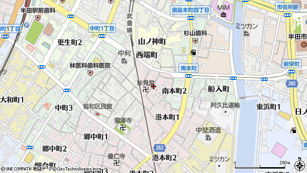 〒475-0883 愛知県半田市妙見町の地図