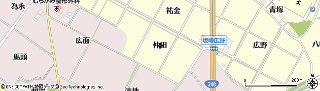 愛知県幸田町（額田郡）坂崎（仲田）周辺の地図