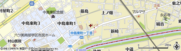 愛知県岡崎市中島町（井ノ上）周辺の地図