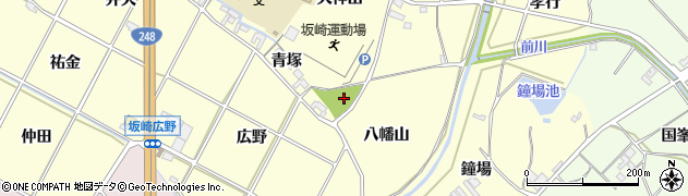 愛知県幸田町（額田郡）坂崎（八幡山）周辺の地図