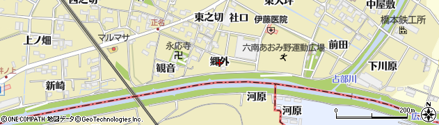 愛知県岡崎市正名町（郷外）周辺の地図