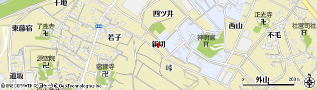 愛知県西尾市西浅井町（新切）周辺の地図