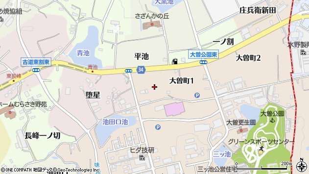 〒479-0021 愛知県常滑市大曽町の地図
