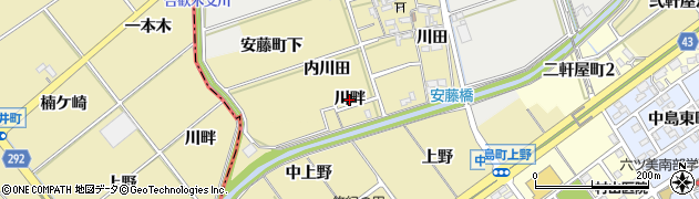 愛知県岡崎市安藤町（川畔）周辺の地図
