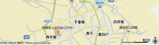 愛知県岡崎市桑谷町下平地周辺の地図