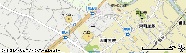 愛知県新城市稲木（仲野）周辺の地図