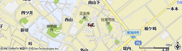 愛知県西尾市東浅井町不毛周辺の地図