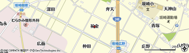 愛知県幸田町（額田郡）坂崎（祐金）周辺の地図