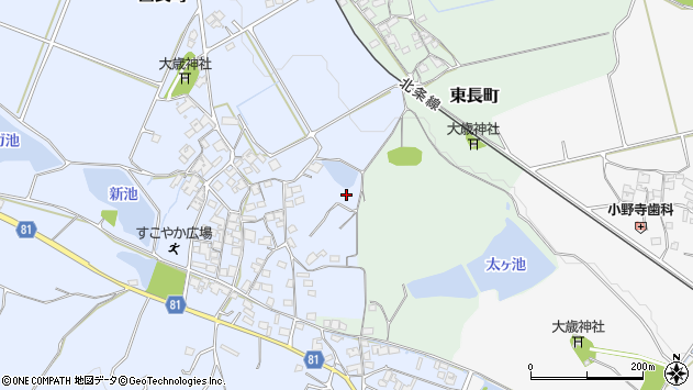 〒675-2342 兵庫県加西市西長町の地図
