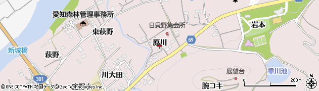 愛知県新城市庭野（原川）周辺の地図