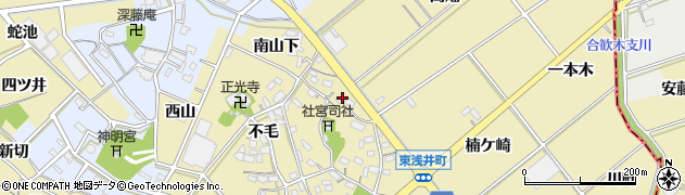 愛知県西尾市東浅井町（藪下）周辺の地図