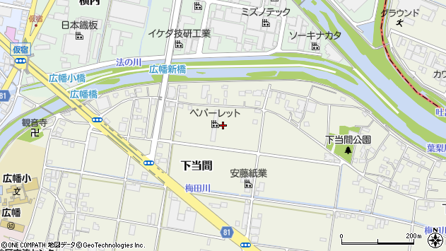 〒426-0003 静岡県藤枝市下当間の地図