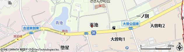 愛知県常滑市平池周辺の地図