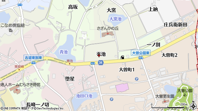 〒479-0009 愛知県常滑市平池の地図