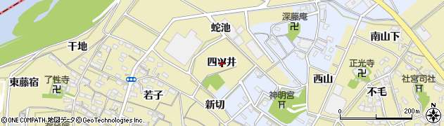 愛知県西尾市西浅井町（四ツ井）周辺の地図