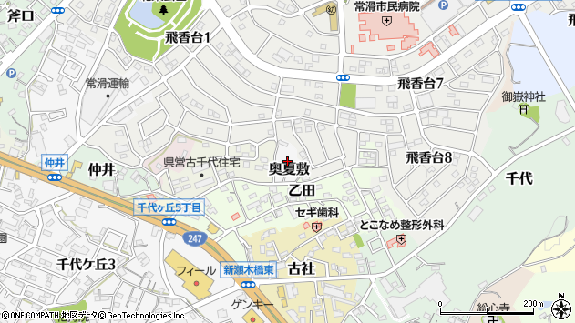 〒479-0053 愛知県常滑市奥夏敷の地図
