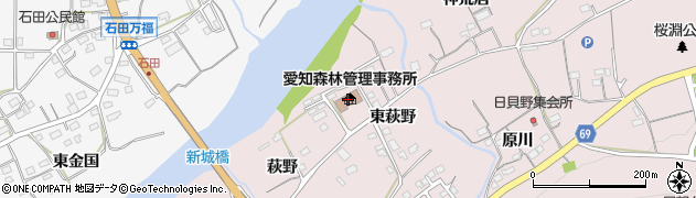 愛知県新城市庭野東萩野周辺の地図