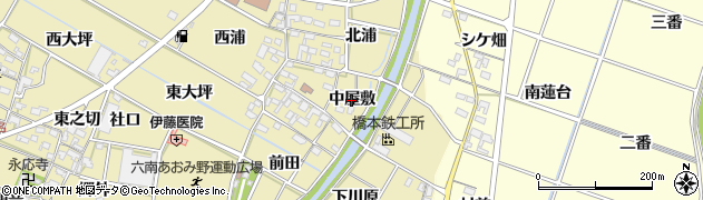 愛知県岡崎市定国町（中屋敷）周辺の地図