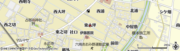 愛知県岡崎市定国町（東大坪）周辺の地図