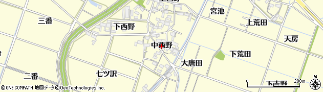 愛知県岡崎市福岡町（中西野）周辺の地図