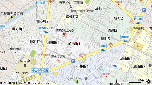 〒447-0047 愛知県碧南市植出町の地図