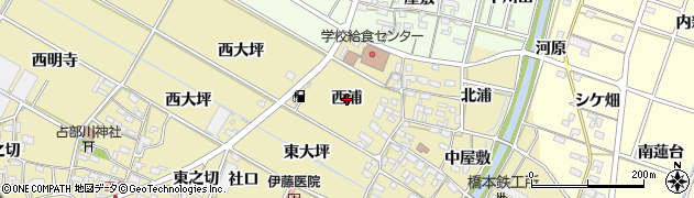 愛知県岡崎市定国町（西浦）周辺の地図