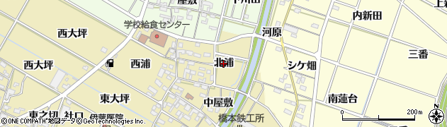 愛知県岡崎市定国町（北浦）周辺の地図