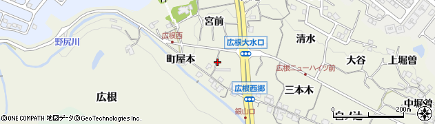 兵庫県猪名川町（川辺郡）広根（上代）周辺の地図