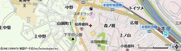 愛知県岡崎市本宿町（平田）周辺の地図